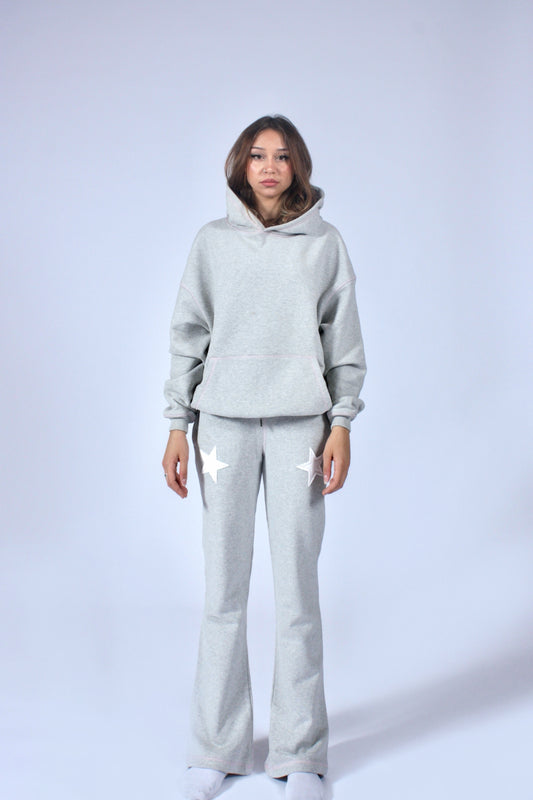 Grey Hoodie – Pink Print