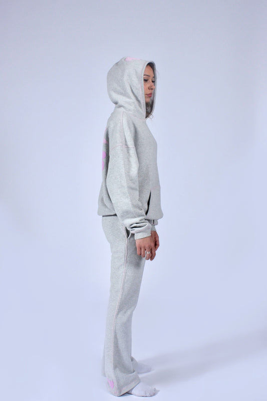 Grey Hoodie – Pink Print
