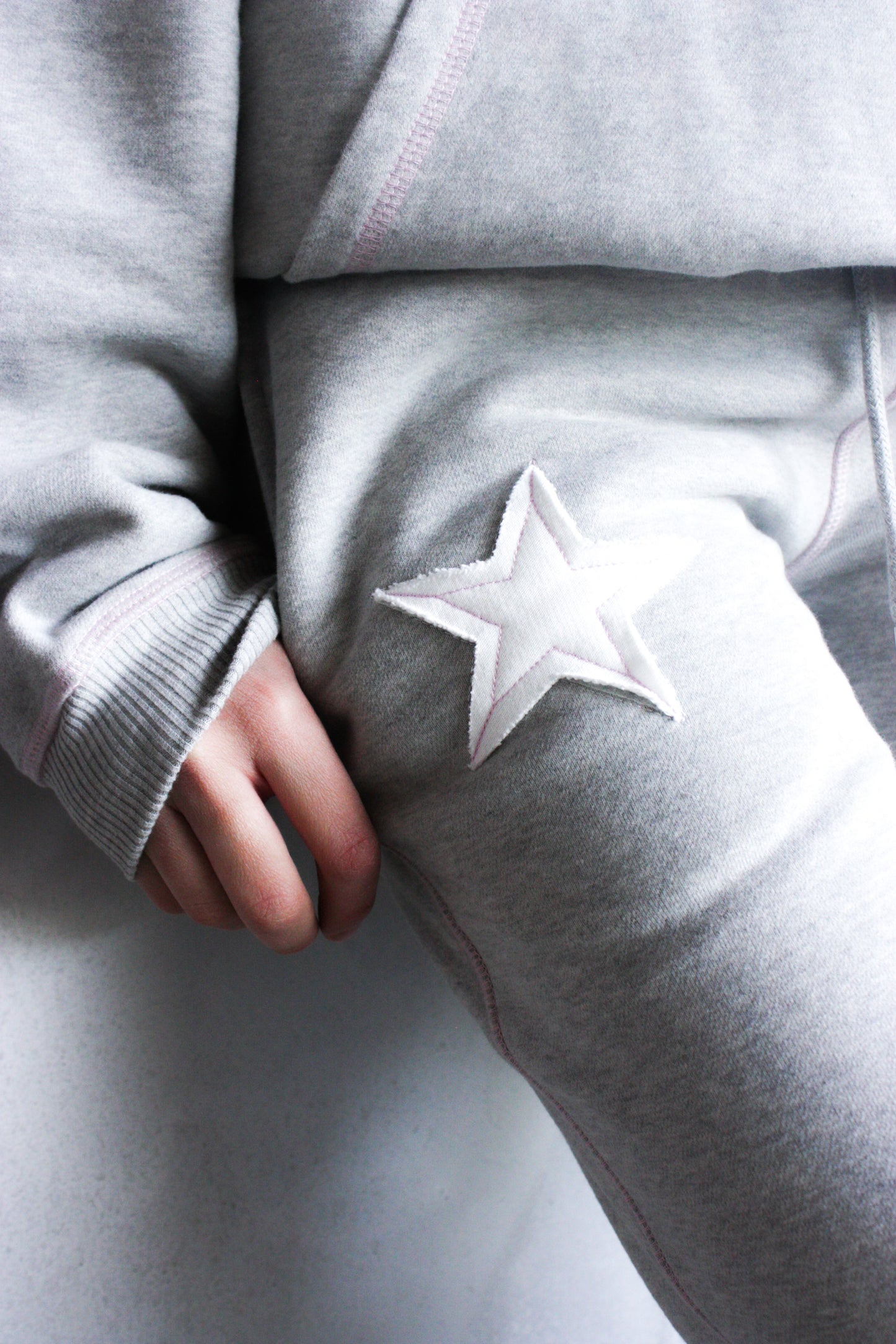 Grey Jogger – Pink Print & Star