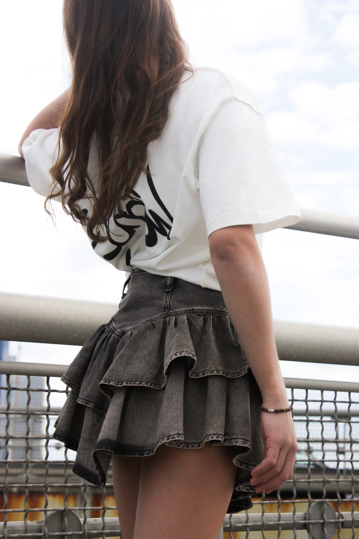 Mini Skirt – Black/Grey Washed