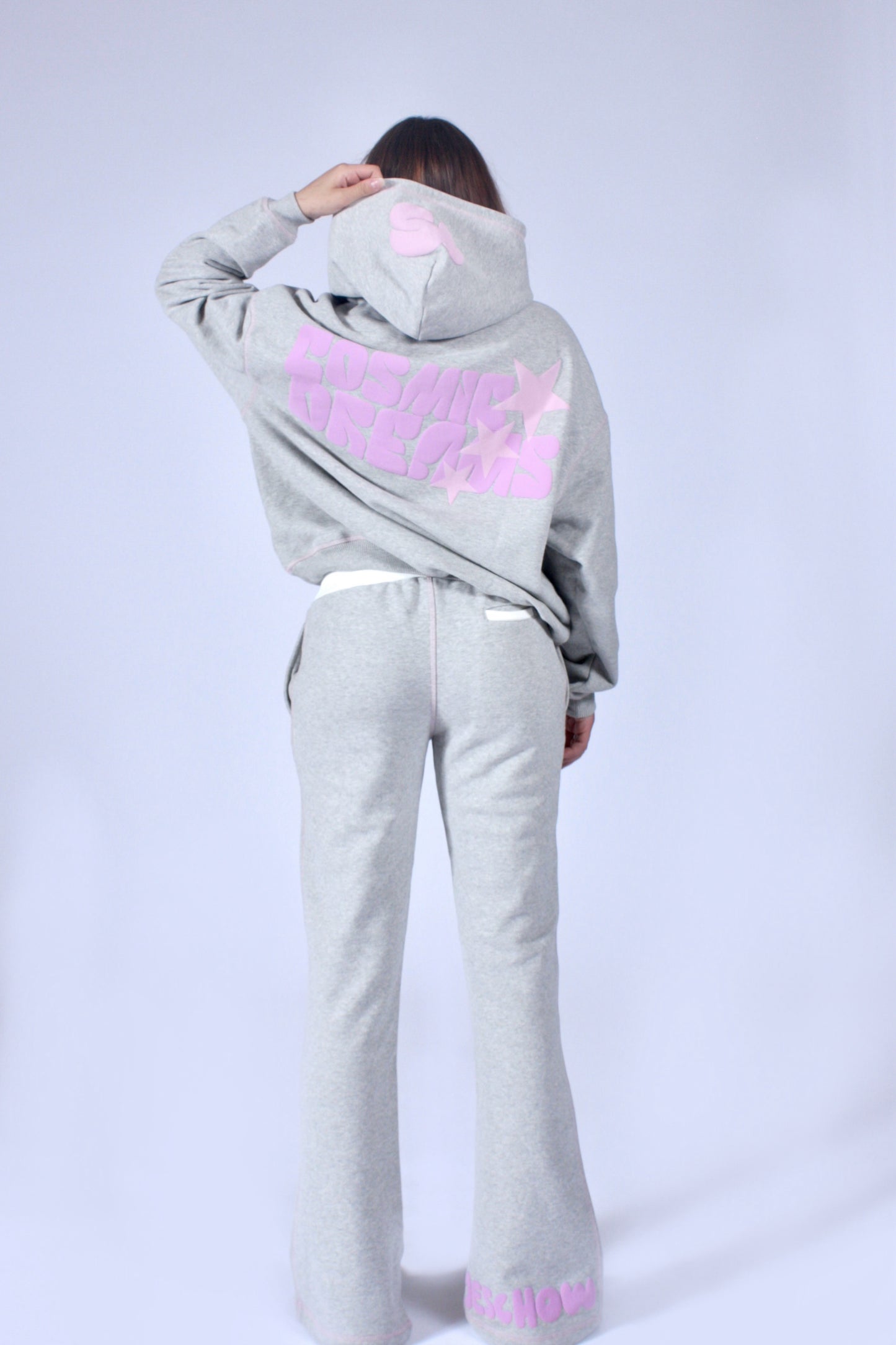 Grey Hoodie – Pink Print