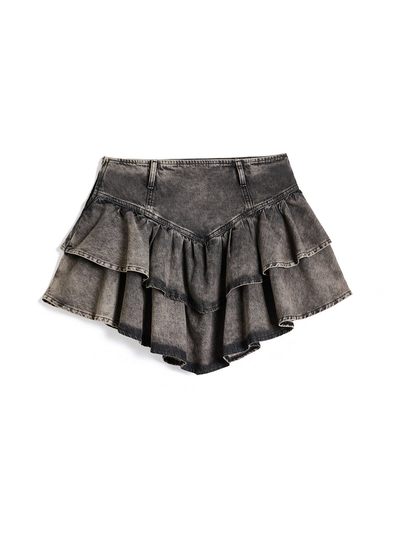 Mini Skirt – Black/Grey Washed